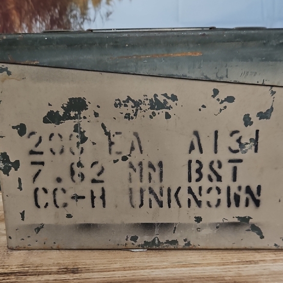 Vintage Metal Ammo Box - Army Green And Gray - Picture 15 of 16